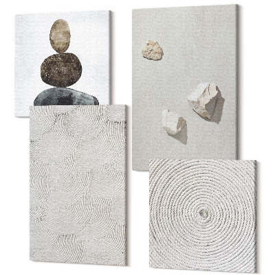 Sada 4 obrazov Piesok, kamene a moderné farby