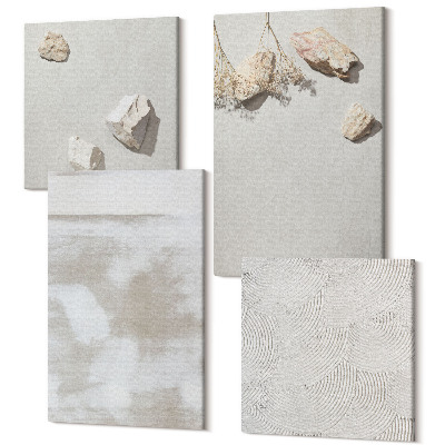Sada obrazov kvadryptych Piesok, kamene a opotrebovaná textúra v boho štýle