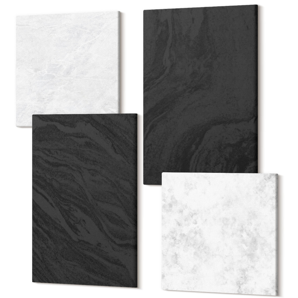 Sada obrazov na stenu kvadryptych Tmavé a svetlé mramorové elegantné textúry v očarujúcom štýle