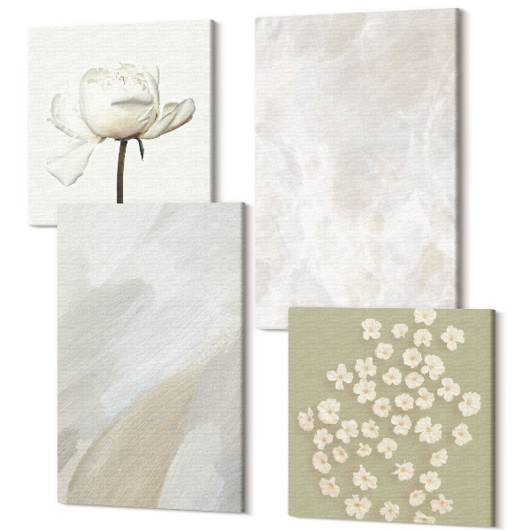 Sada 4 obrazov Kvety a trendové textúry jemného boho štýlu