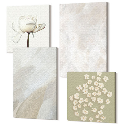 Sada 4 obrazov Kvety a trendové textúry jemného boho štýlu