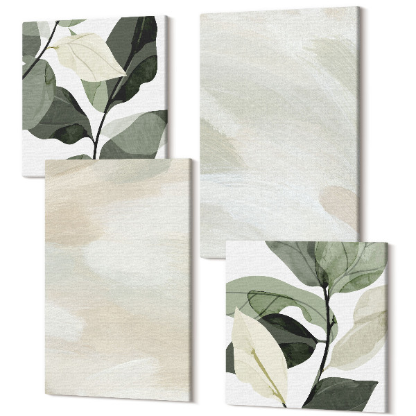 Sada obrazov kvadryptych Svetlé abstraktné farby na plátne, jemný boho štýl