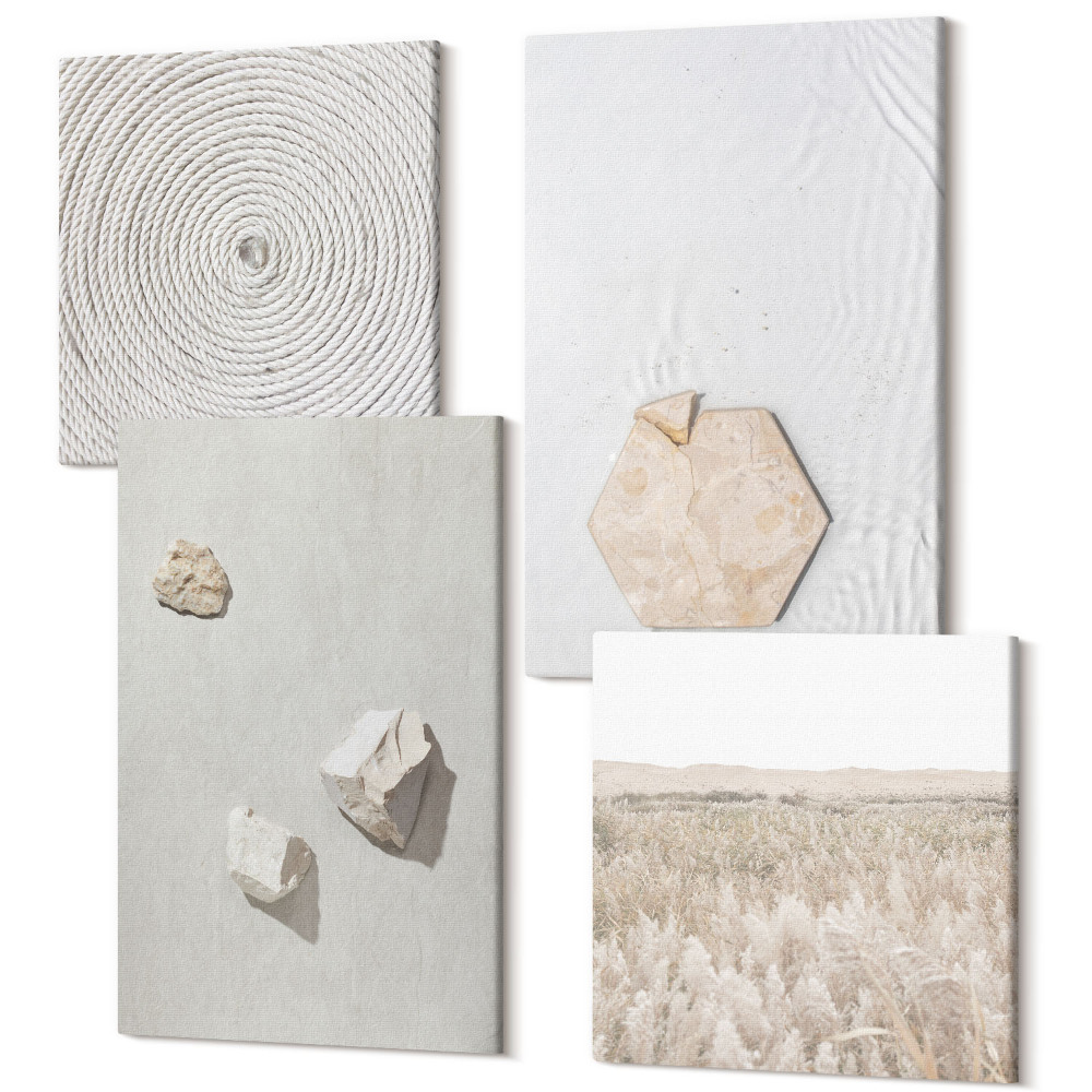 Sada obrazov na stenu kvadryptych Ľahké textúry na piesku, jemný boho štýl