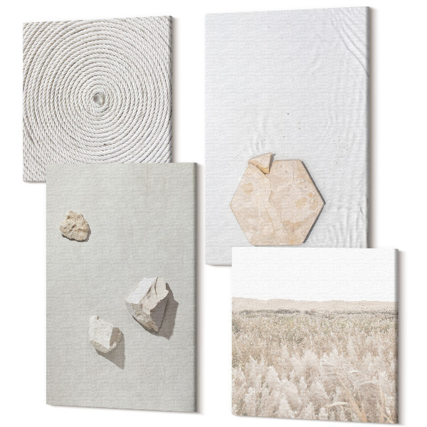 Sada obrazov na stenu kvadryptych Ľahké textúry na piesku, jemný boho štýl