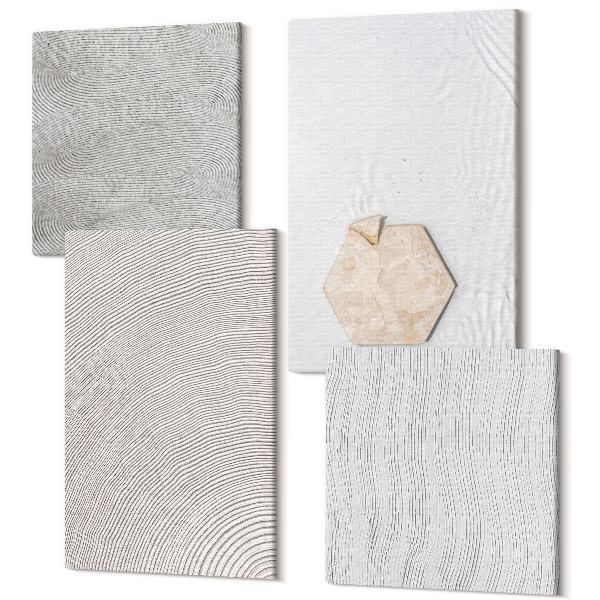 Sada 4 obrazov Ľahké textúry na piesku, jemný boho štýl