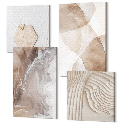 Sada obrazov kvadryptych Abstraktné tvary maľované štruktúry v pastelových farbách