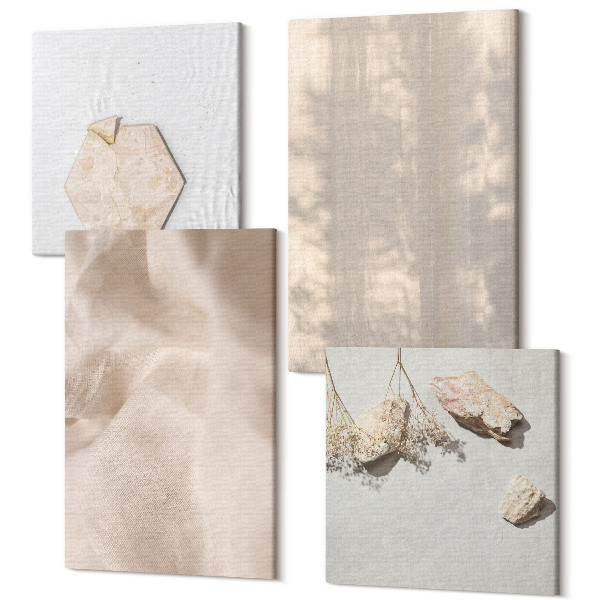 Sada obrazov kvadryptych Jemné textúry v prirodzenom boho štýle