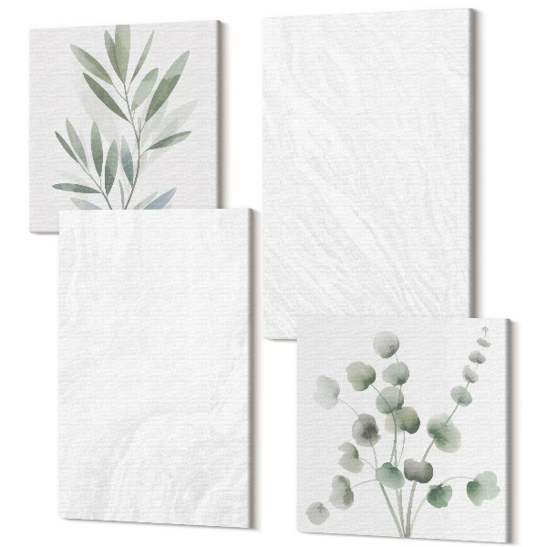 Sada 4 obrazov Elegantná mramorová lineárna kamenná štruktúra pastelové vetvy