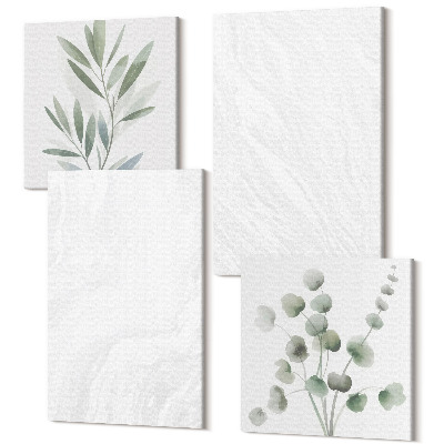 Sada 4 obrazov Elegantná mramorová lineárna kamenná štruktúra pastelové vetvy