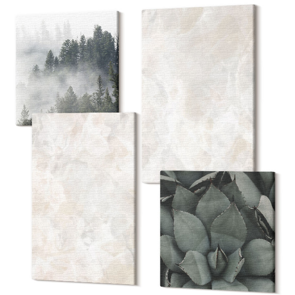 Sada 4 obrazov Kamenné pastelové štruktúry z bieleho mramoru
