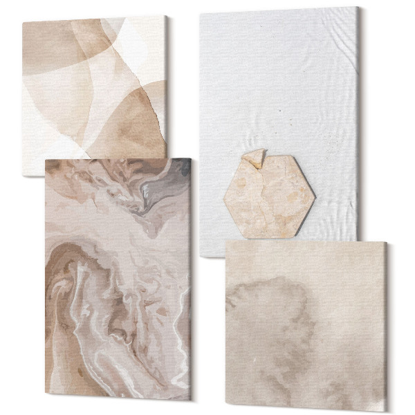 Sada 4 obrazov Dizajnová abstrakcia inšpirovaná prírodou