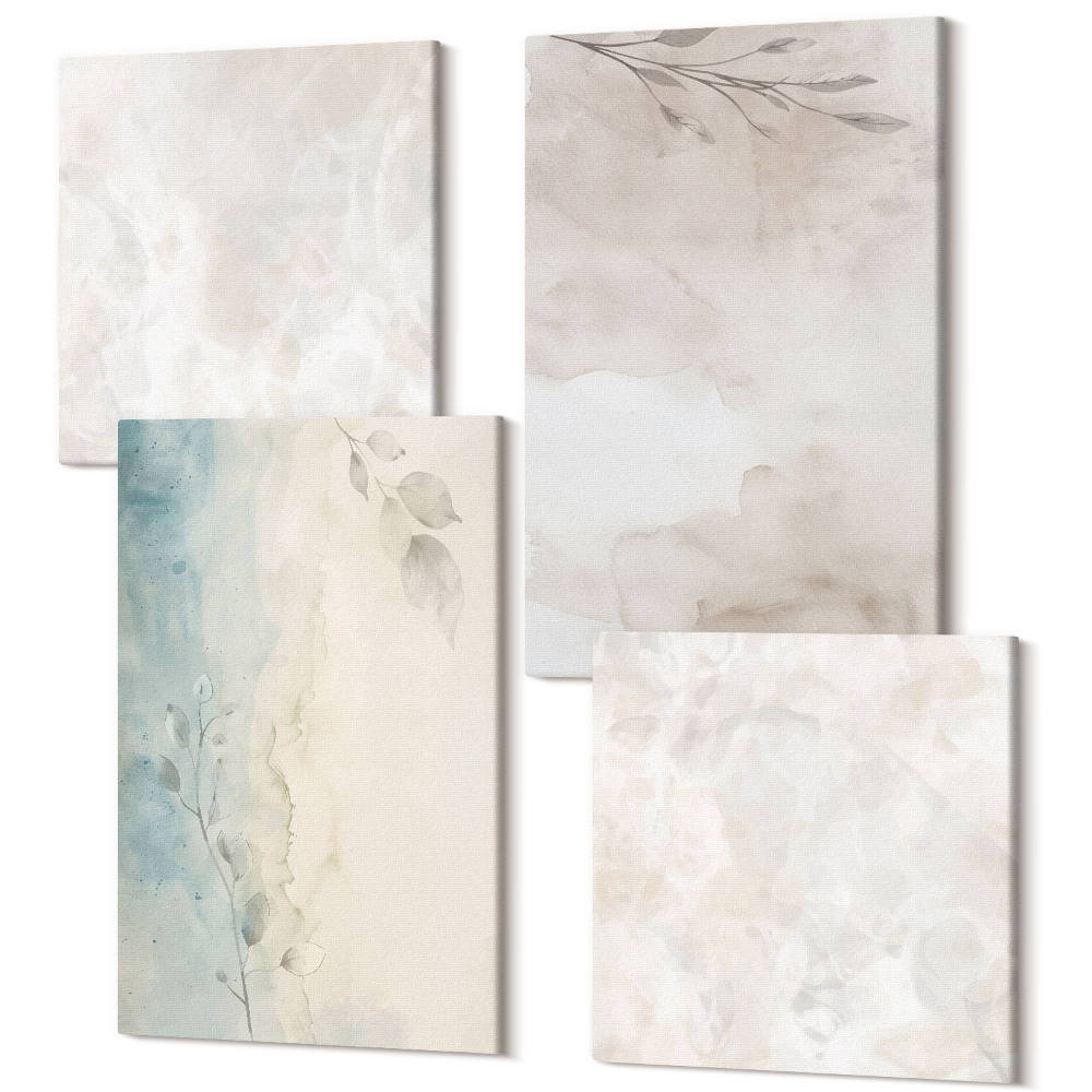 Sada obrazov kvadryptych Jemná akvarelová maliarska textúra