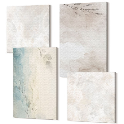 Sada obrazov kvadryptych Jemná akvarelová maliarska textúra
