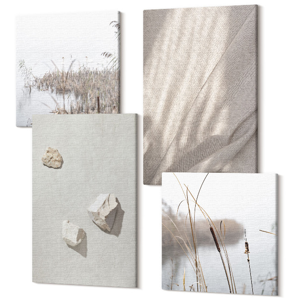 Sada obrazov kvadryptych Detailné zábery na moderné štruktúry v štýle boho