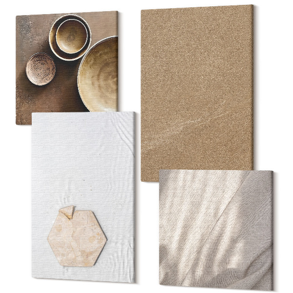 Sada obrazov na stenu kvadryptych Minimalistické textúry v teplých farbách