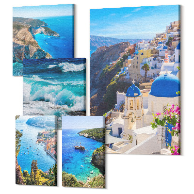 Sada 5 obrazov Krajiny Egejského mora s malebným výhľadom