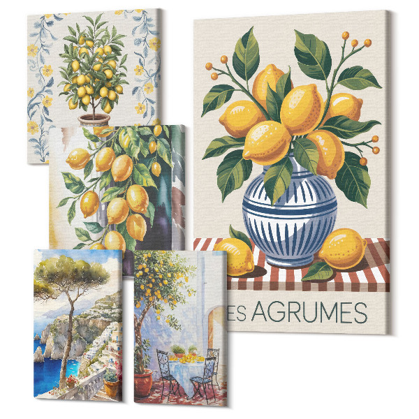 Sada 5 obrazov Citrusové inšpirácie v stredomorskom štýle