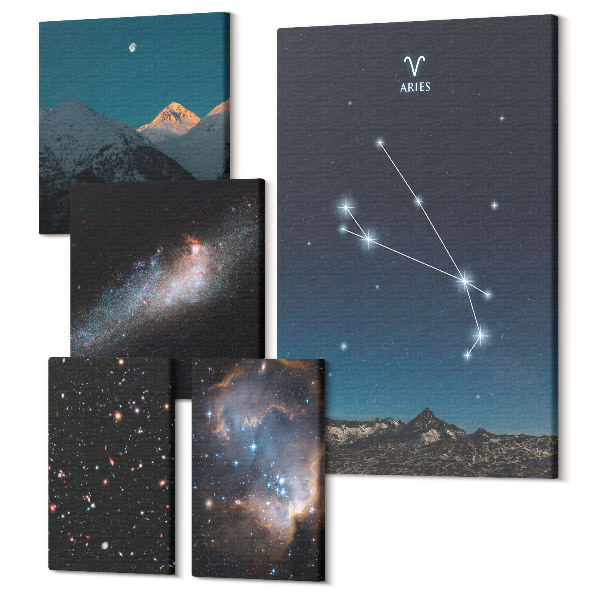 Sada obrazov pentaptych Kozmické pohľady na súhvezdia a galaxie nočnej oblohy