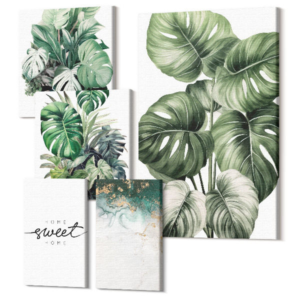 Sada obrazov na stenu pentaptych Vysádzajte ozdobné motívy v modernom štýle