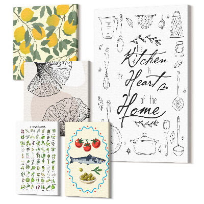 Sada obrazov na stenu pentaptych Kuchyňa inšpiruje štýlové interiérové ​​akcenty