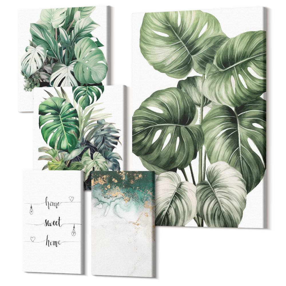 Sada obrazov pentaptych Rastlinné inšpirácie v modernom a minimalistickom štýle