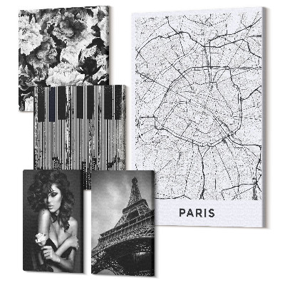 Sada 5 obrazov Elegantné motívy parížskeho štýlu a mestská architektúra
