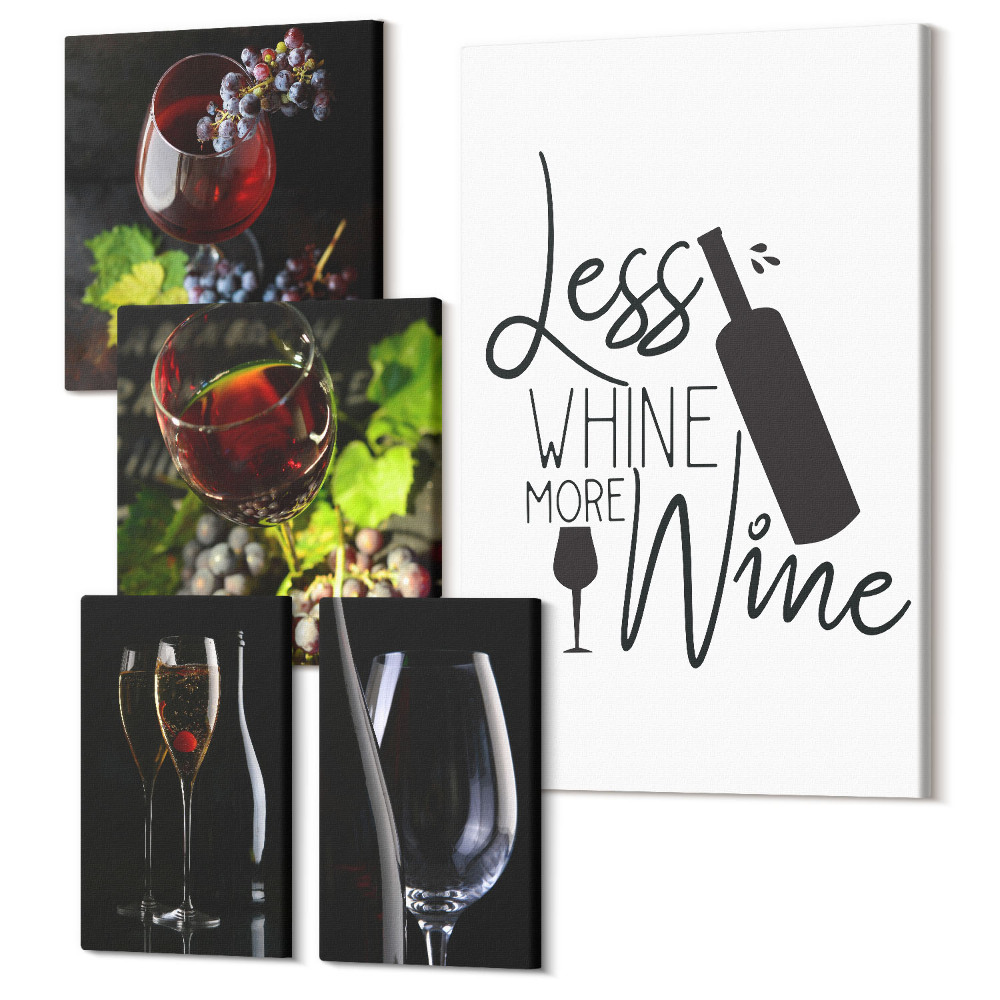 Sada obrazov pentaptych Štýlové doplnky na víno a degustáciu vína