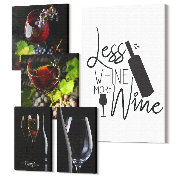 Sada obrazov pentaptych Štýlové doplnky na víno a degustáciu vína