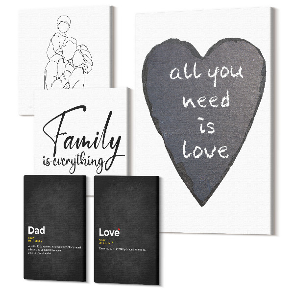 Sada 5 obrazov Rodinné hodnoty lásky a blízkosti v modernom štýle
