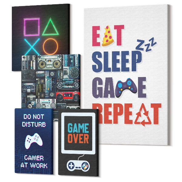 Sada obrazov pentaptych Štýlové dekorácie pre milovníkov videohier