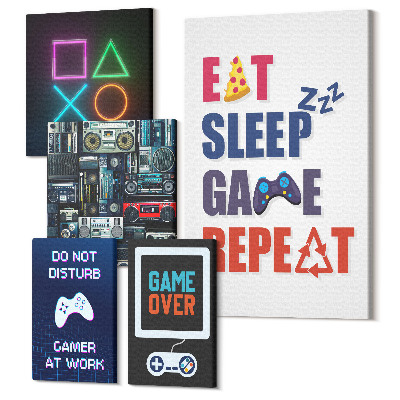 Sada obrazov pentaptych Štýlové dekorácie pre milovníkov videohier