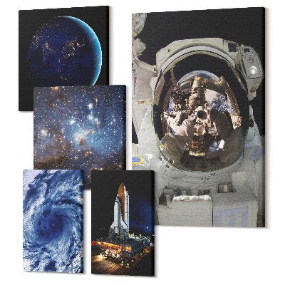 Sada obrazov pentaptych Vesmírne objavy: Pohľady na vesmír a astronauti