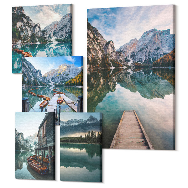 Sada 5 obrazov Horské jazerá a malebné výhľady do prírody