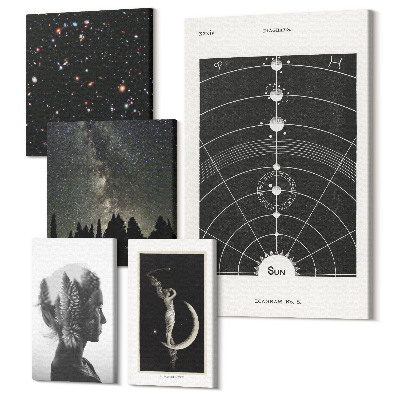 Sada obrazov pentaptych Kozmické inšpirácie galaxie a tajomstvá vesmíru