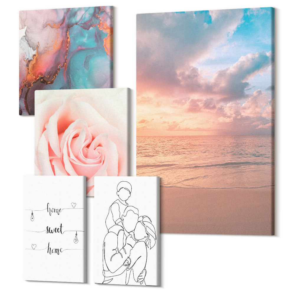 Sada obrazov pentaptych Morské scenérie, romantické motívy a jemné línie