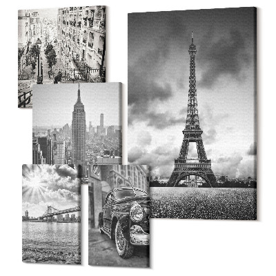 Sada 5 obrazov Mestská krajina so svetovými architektonickými ikonami
