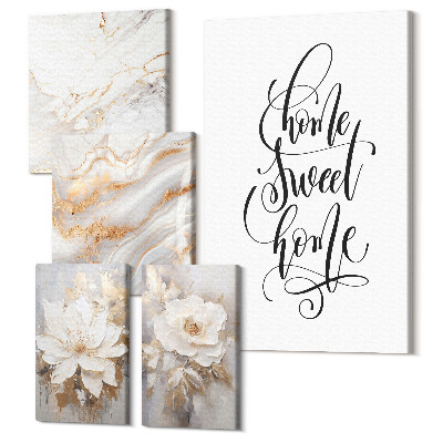 Sada 5 obrazov Štýlové kvety a elegantné mramorové vzory do interiéru