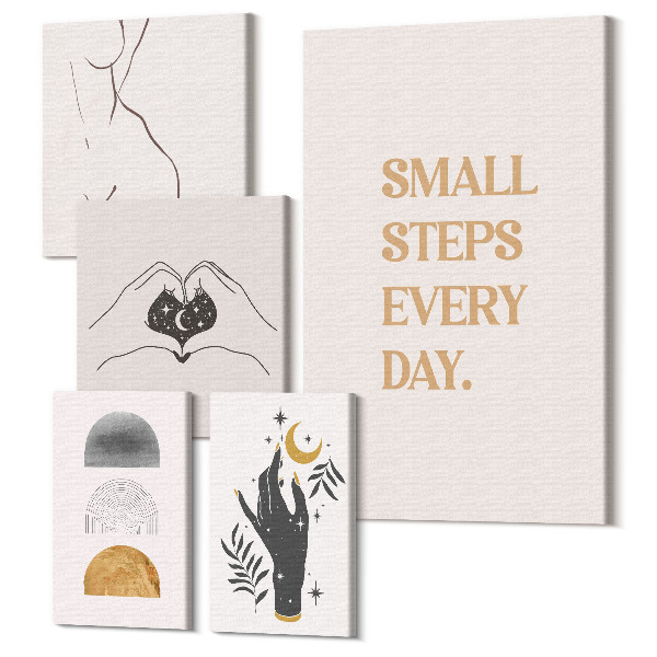 Sada obrazov pentaptych Motivácia a pozitívne myslenie v minimalistickom štýle