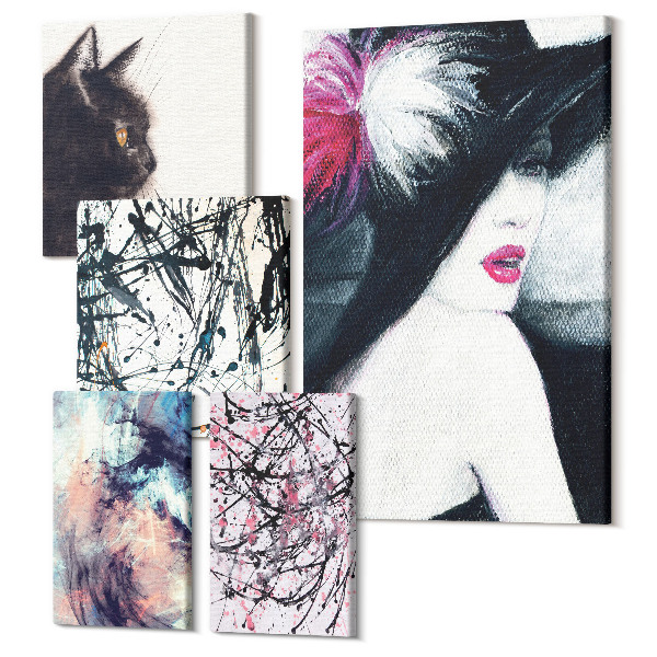 Sada obrazov pentaptych Štýlové portréty a kompozície abstraktného umenia