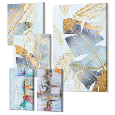 Sada obrazov na stenu pentaptych Rastlinné motívy s modernými umeleckými akcentmi