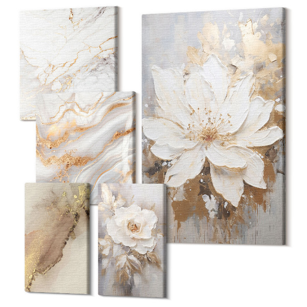 Sada obrazov na stenu pentaptych Kvetinové kompozície v elegantnom, modernom štýle