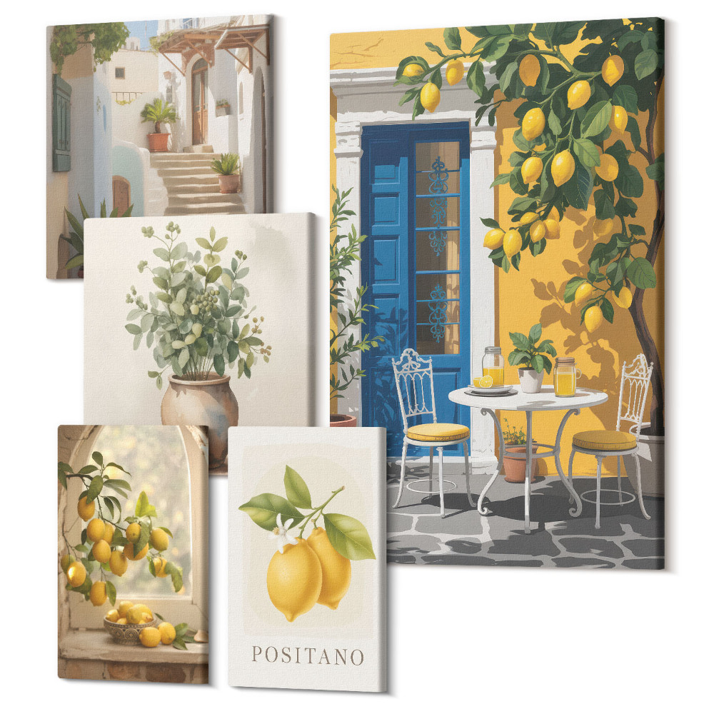 Sada 5 obrazov Citrusové inšpirácie v stredomorskom štýle