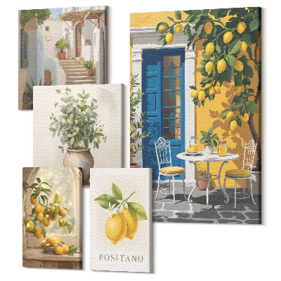 Sada 5 obrazov Citrusové inšpirácie v stredomorskom štýle