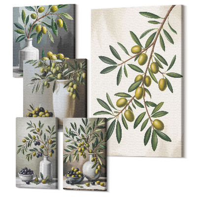 Sada obrazov na stenu pentaptych Rustikálne olivové akcenty do interiéru