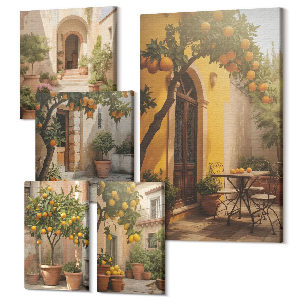 Sada 5 obrazov Očarujúce uličky medzi pomarančovníkmi