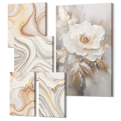 Sada 5 obrazov Kvetinové motívy a abstraktné vzory v elegantnom štýle