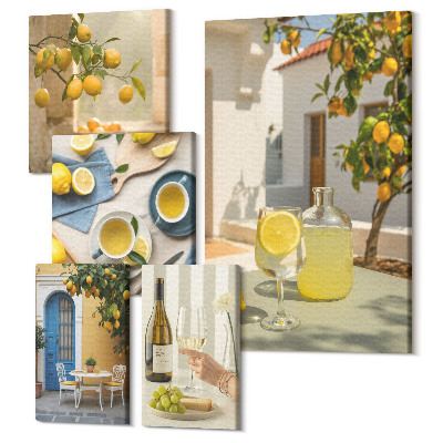 Sada obrazov pentaptych Rustikálna citrónová téma do kuchyne