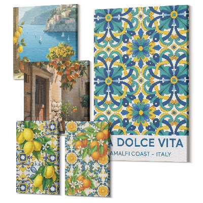 Sada 5 obrazov Talianska inšpirácia z citrusov a kvetov Amalfi