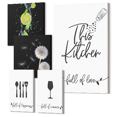 Sada obrazov pentaptych Kuchynská inšpirácia s láskou k vareniu a jedeniu