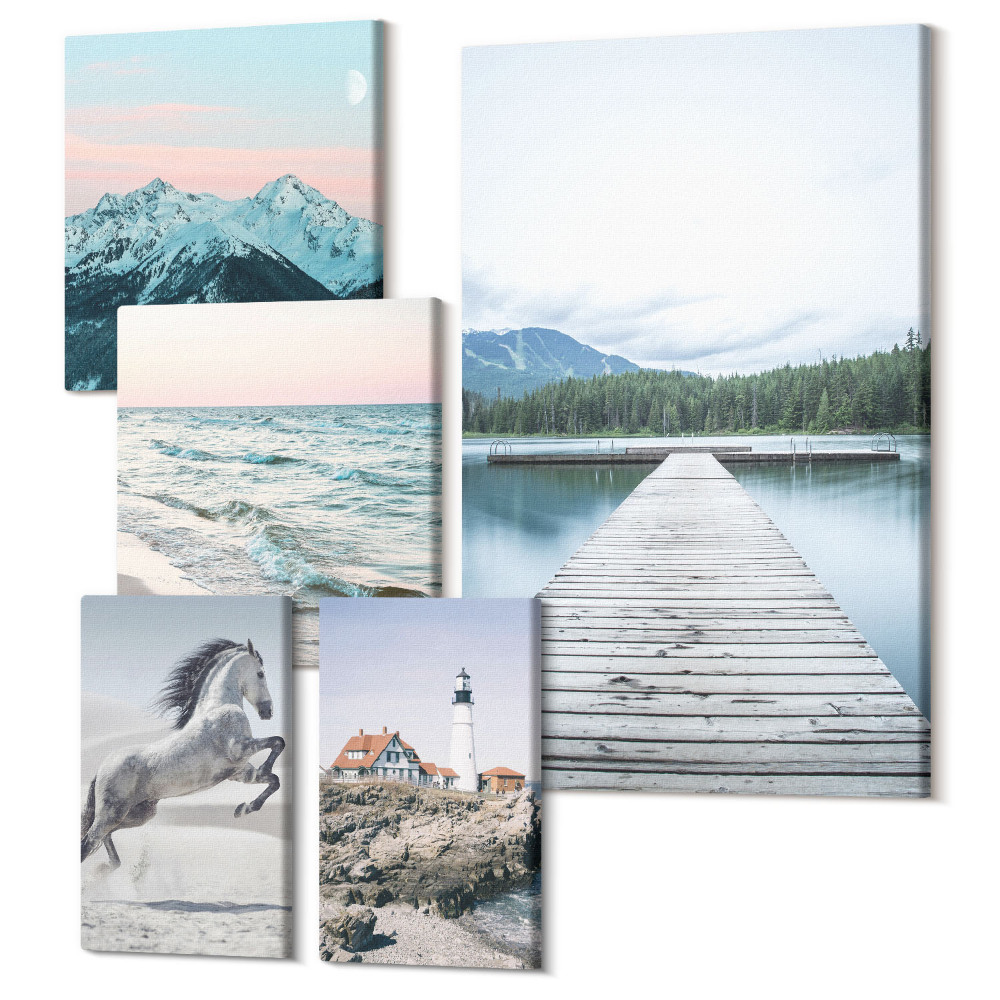 Sada 5 obrazov Príroda a krajina v harmonickom súbore dekorácií